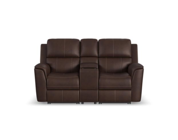 Flexsteel Industries Inc Henry Burnt Umber Leather Power Reclining Loveseat with Console large image number 1