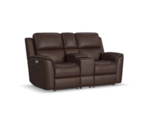 Flexsteel Industries Inc Henry Burnt Umber Leather Power Reclining Loveseat with Console