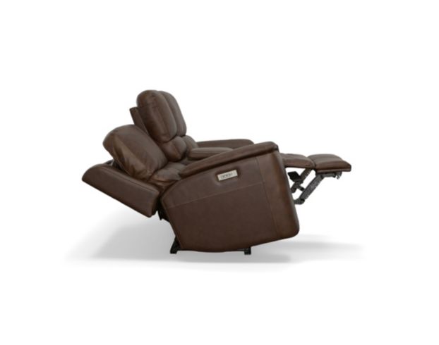 Flexsteel Industries Inc Henry Burnt Umber Leather Power Reclining Loveseat with Console large image number 3