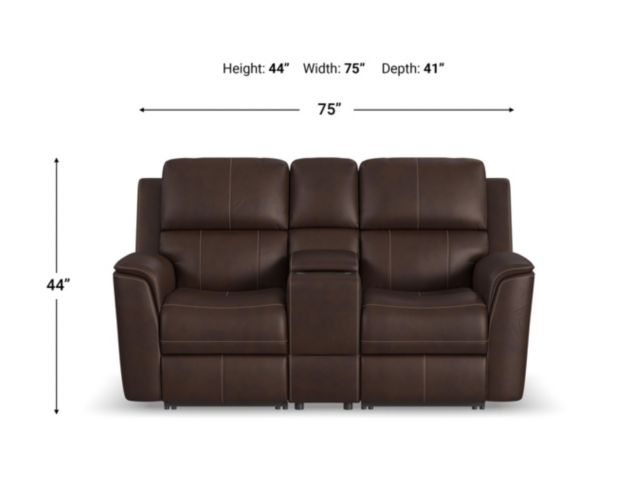 Flexsteel Industries Inc Henry Burnt Umber Leather Power Reclining Loveseat with Console large image number 9