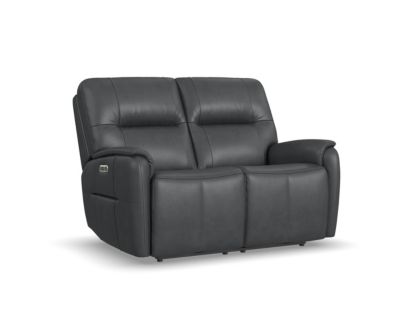 Flexsteel Wilson Thunder Leather Power Reclining Loveseat