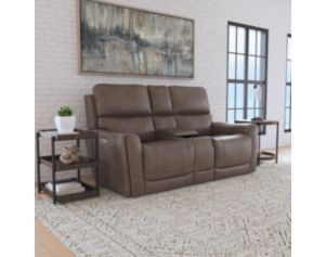 Flexsteel Carter Cappuccino Power Reclining Loveseat with Console