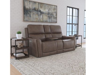 Flexsteel Carter Cappuccino Power Reclining Loveseat with Console