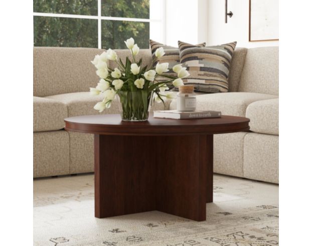 Flexsteel Waterfall Walnut Round Coffee Table large image number 3