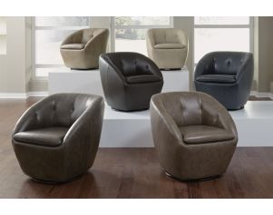Flexsteel Wade Gray 100% Leather Swivel Chair