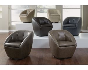 Flexsteel Wade Beige 100% Leather Swivel Chair