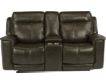 Flexsteel Miller Gray Leather Power Recline Console Loveseat small image number 1