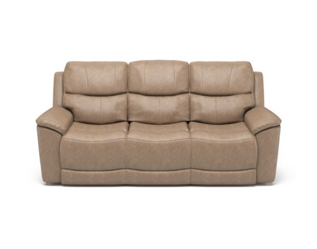 Flexsteel Cade Taupe Leather Power Sofa large image number 1