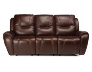 Flexsteel Trip Burgundy Leather Power Headrest Sofa