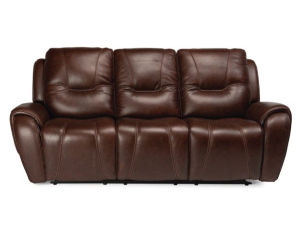 Flexsteel Trip Burgundy Leather Power Headrest Sofa large image number 1