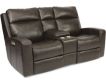 Flexsteel Cody Brown Leather Power Recline Console Loveseat small image number 1