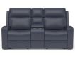Flexsteel Cody Blue Leather Power Headrest Console Loveseat small image number 1