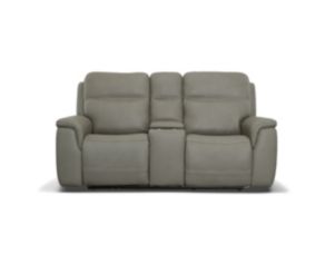 Flexsteel Sawyer Gray Leather Power Reclining Loveseat with Console