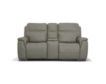 Flexsteel Sawyer Gray Leather Power Reclining Loveseat with Console small image number 1