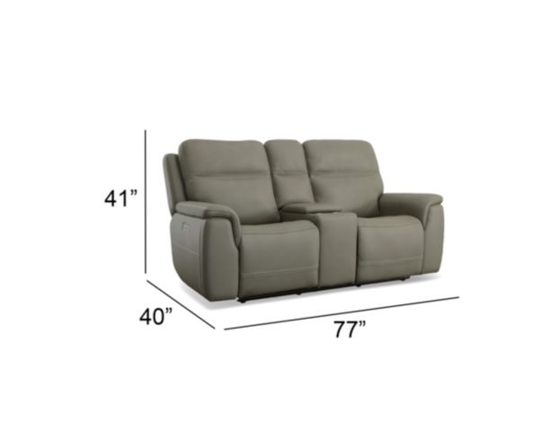 Flexsteel Sawyer Gray Leather Power Reclining Loveseat with Console large image number 9