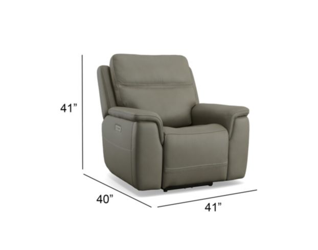 Flexsteel Sawyer Gray Leather Power Recliner large image number 10