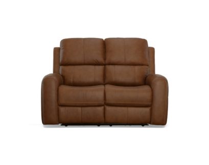 Flexsteel Linden Caramel Leather Power Reclining Loveseat