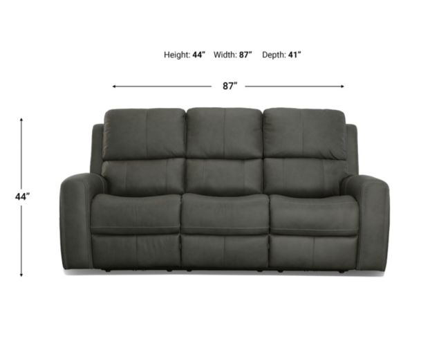 Flexsteel Linden Charcoal Leather Power Reclining Sofa large image number 11