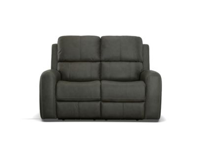 Flexsteel Linden Charcoal Leather Power Reclining Loveseat