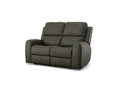 Flexsteel Linden Charcoal Leather Power Reclining Loveseat