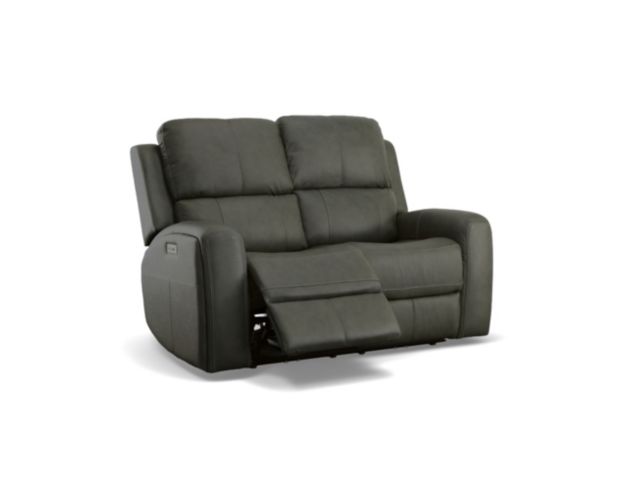 Flexsteel Linden Charcoal Leather Power Reclining Loveseat large image number 3