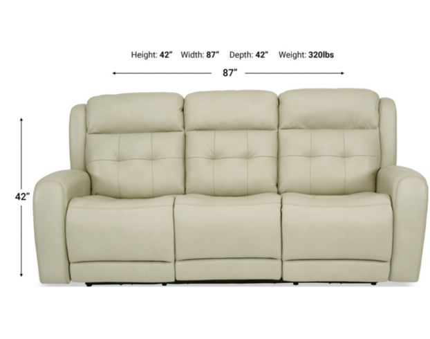 Flexsteel Grant Cream Leather Power Reclining Sofa with Drop Down Tray large image number 3