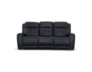 Flexsteel Grant Blue Leather Power Reclining Sofa with Drop Down Tray