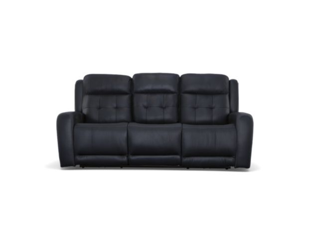 Flexsteel Grant Blue Leather Power Reclining Sofa with Drop Down Tray large image number 1