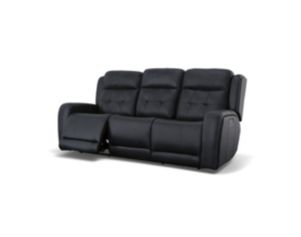 Flexsteel Grant Blue Leather Power Reclining Sofa with Drop Down Tray