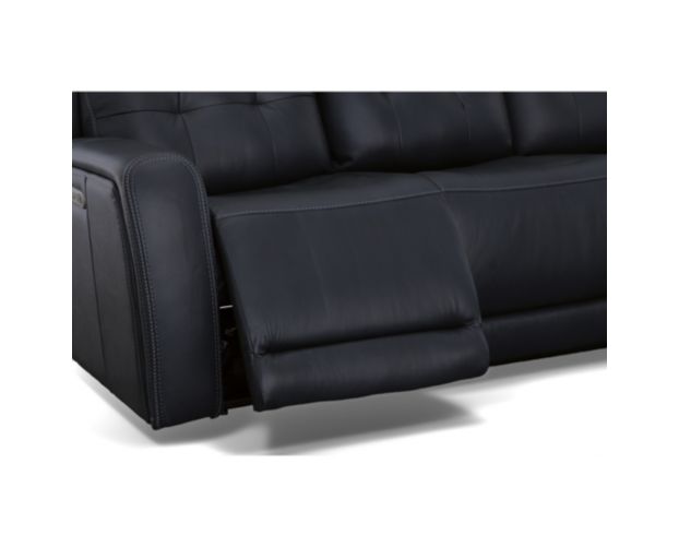 Flexsteel Grant Blue Leather Power Reclining Sofa with Drop Down Tray large image number 5