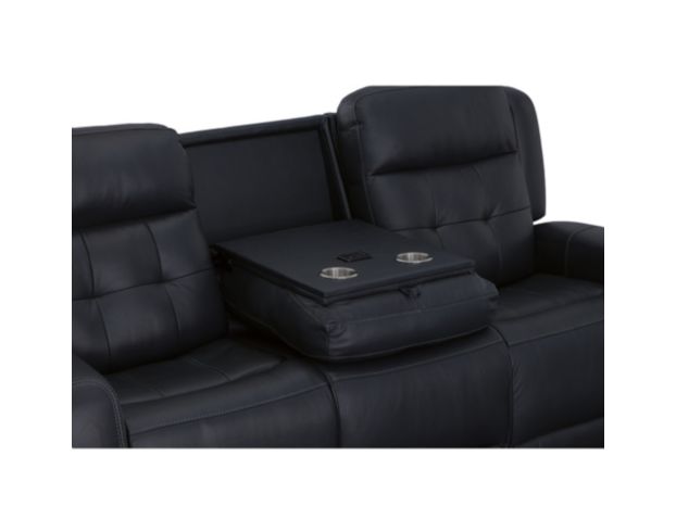 Flexsteel Grant Blue Leather Power Reclining Sofa with Drop Down Tray large image number 6