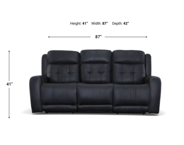 Flexsteel Grant Blue Leather Power Reclining Sofa with Drop Down Tray large image number 9