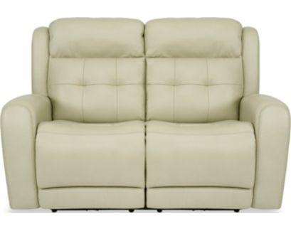 Flexsteel Grant Cream Leather Power Reclining Loveseat