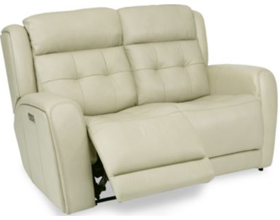 Flexsteel Grant Cream Leather Power Reclining Loveseat