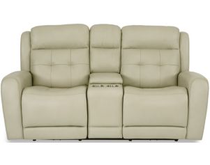 Flexsteel Grant Leather Power Loveseat with Console