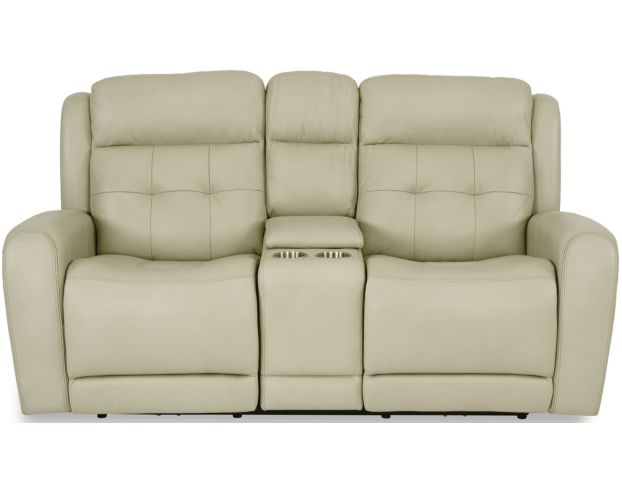 Flexsteel Grant Cream Leather Power Reclining Loveseat with Console large image number 1