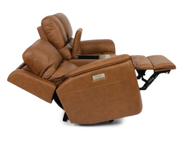 Flexsteel Henry Caramel Leather Power Reclining Loveseat with Console large image number 3