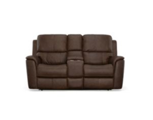 Flexsteel Industries Inc Henry Burnt Umber Leather Power Reclining Loveseat with Console