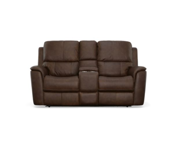 Flexsteel Industries Inc Henry Burnt Umber Leather Power Reclining Loveseat with Console large image number 1