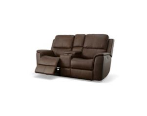 Flexsteel Industries Inc Henry Burnt Umber Leather Power Reclining Loveseat with Console