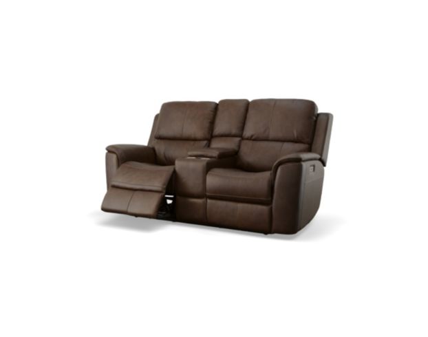 Flexsteel Industries Inc Henry Burnt Umber Leather Power Reclining Loveseat with Console large image number 2