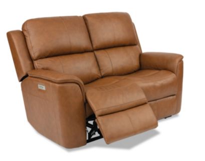 Flexsteel Henry Caramel Leather Power Reclining Loveseat