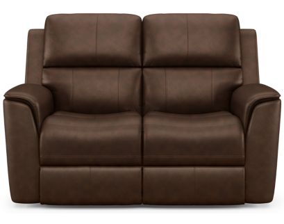 Flexsteel Henry Burnt Umber Leather Power Reclining Loveseat