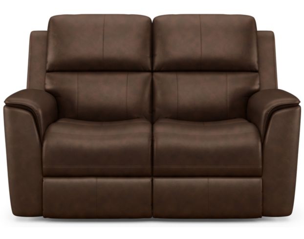 Flexsteel Henry Brown Leather Power Headrest Lumbar Loveseat large image number 1