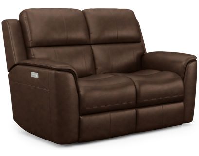 Flexsteel Henry Burnt Umber Leather Power Reclining Loveseat