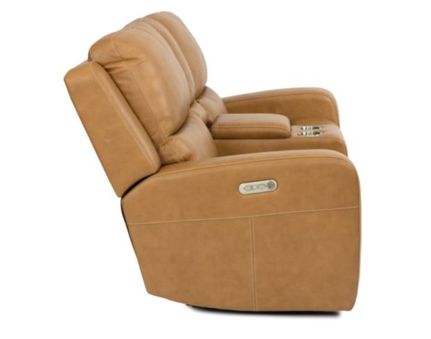 Flexsteel Aiden Honey Leather Power Loveseat with Console large image number 4