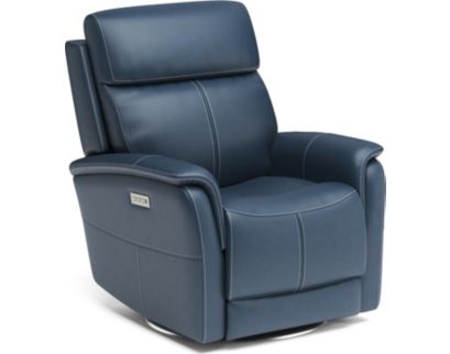 Flexsteel View Ocean Genuine Leather Power Swivel Recliner