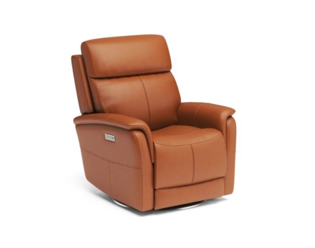 Flexsteel View Saddle 100% Leather Power Swivel Recliner large image number 2
