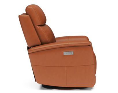 Flexsteel View Saddle Genuine Leather Power Swivel Recliner