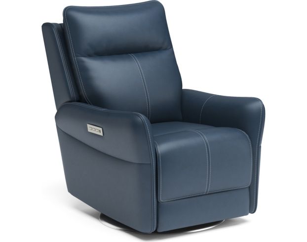 Flexsteel Spin Ocean Leather Power Swivel Recliner Homemakers